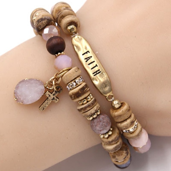 Jewelry - FAITH- Mixed Stone Stretch Bracelet